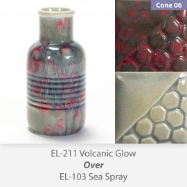 Volcanic Glow EL211 over Sea Spray EL103 Glaze Combination Volcanic Glow EL211 over Sea Spray EL103 Glaze Combination